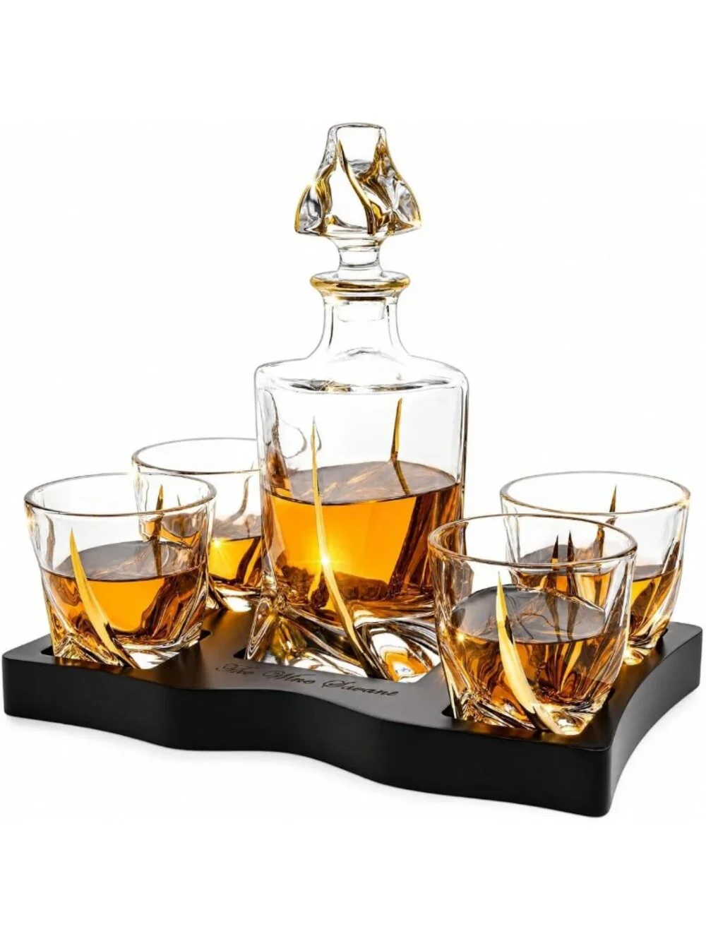 Elegant Japanese Crystal Whisky Decanter Set with 4 Tumbler Glasses - Lead-Free